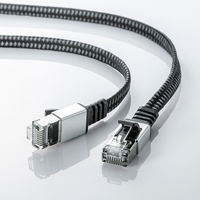 サンワサプライ カテゴリ6AメッシュフラットLANケーブル（ブラック&グレー、3m） KB-FL6AME-03BK 1個