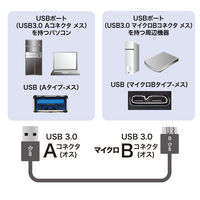 サンワサプライ USB3.0マイクロケーブル(A-MicroB) 0.3m 超ごく細 KU30-AMCSS03K 1本