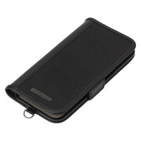 PGA iPhone 16用 フリップカバー [ナイロンメッシュ調/ブラック] ナイロンメッシュ調/ブラック PG-24AFP13BK 1個（直送品）