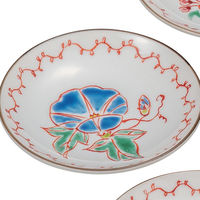 伊野正峰 日本の伝統工芸品【九谷焼】 3.2号皿揃 草花絵変り 澤田郁美 (K9-115) K9-115 1個（直送品）