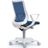 CB41WW FKB3|オカムラ フルーエント ローバック 固定肘 ハンガー無 ナイロンキャスター 白脚 ホワイト/ミディアムブルー 1台（直送品）