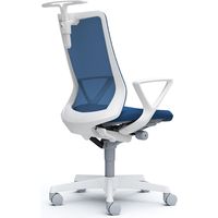 CB46WW FKB3|オカムラ フルーエント ハイバック 固定肘 ハンガー付 ナイロンキャスター 白脚 ホワイト/ミディアムブルー 1台（直送品）