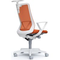 CB46WW FKA8|オカムラ フルーエント ハイバック 固定肘 ハンガー付 ナイロンキャスター 白脚 ホワイト/オレンジレッド 1台（直送品）