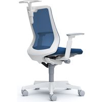 CB82WW FKB3|オカムラ フルーエント ローバック 可動肘 ハンガー付 ナイロンキャスター 白脚 ホワイト/ミディアムブルー 1台（直送品）