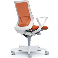 CB41WW FKA8|オカムラ フルーエント ローバック 固定肘 ハンガー無 ナイロンキャスター 白脚 ホワイト/オレンジレッド 1台（直送品）