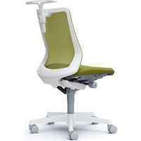 CB32WW FKB5|オカムラ フルーエント ローバック 肘なし ハンガー付 ナイロンキャスター 白脚 ホワイト/グリーン 1台（直送品）