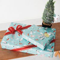 クリスマスミントブルー包装紙-1 XMB-1W 1セット（500枚：50枚×10パック）（直送品）