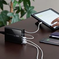 サンワダイレクト かしこいUSB充電器（急速充電、6ポート・10A・50W・黒） 700-AC011BK 1個（直送品）