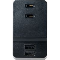 サンワダイレクト コンセントタップ付きUSB-ACアダプタ（AC3ポート・USB2ポート・2.4A・ブラック） 700-AC016BK 1個（直送品）