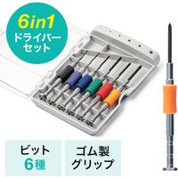サンワダイレクト 精密ドライバーセット（6in1・ゴム製グリップ） 800-TK040 1台（直送品）