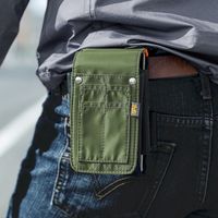 サンワダイレクト スマホ・iPhone収納ポーチ（カラビナ付・アルファデザイン・ダブルタイプ・モバイルバッテリーケース・デジカメ収納・カーキ） 1個（直送品）