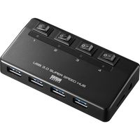 サンワダイレクト USB3.1 4ポートハブ（セルフパワー・バスパワー対応・ACアダプタ・個別スイッチ付き・ブラック） 400-HUB069BK 1個（直送品）