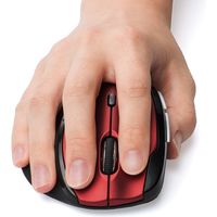 サンワダイレクト 静音マウス(ワイヤレス・エルゴノミクス・人間工学・中型・5ボタン・DPI切替・レッド) 400-MA110R 1個（直送品）