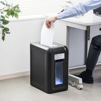 サンワダイレクト 電動シュレッダー（家庭用・オフィス用・マイクロカット・8枚同時細断・連続15分使用・ダストボックスLED・カード細断） 1個（直送品）