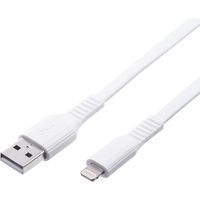 サンワダイレクト ライトニングケーブル（Apple MFi認証品・フラットケーブル・充電・同期・Lightning・2m・ホワイト） 1本（直送品）