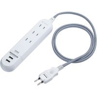 サンワダイレクト 電源タップ（USB充電・最大3.9A・おしゃれコード採用・ファブリック こたつコード使用・1m・ダークブルー） 1個（直送品）