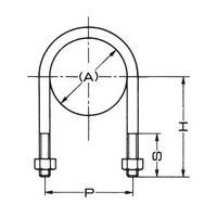 アカギ ステン足長Uボルト+30 A10619 W3/8X25A A10619-0032 1セット(4個)（直送品）