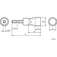 エビ 電ドルソケット ストロック ショートソケット 6角 DS22SS ロブテックス（直送品）