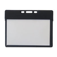 アイ・エス 吊り下げ名札用ケース 開閉式 ヨコ型 ヨコ開き 黒 INM-23 1セット(20枚:10枚×2パック)
