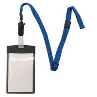 アイ・エス 吊り下げ名札 開閉式 タテ型 黒 10個 青ひも付 INM-13 1パック