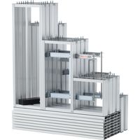 パックス工業 コンパクト収納 折りたたみ式アルミ製標準ひな段3段5連セット（D400mm） 整列人数（地上+段上）約48名 H-35W92 1セット（直送品）