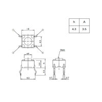 アルプスアルパイン 6mm角タクトスイッチ(ステム高さ:4.3mm) SKHHAJA010 1個 63-3062-26（直送品）