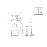 アルプスアルパイン 6mm角タクトスイッチ(ステム高さ:7mm) SKHHBVA010 1個 63-3062-28（直送品）