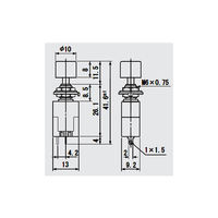 ミヤマ電器 スイッチ押しボタンタイプOFFーON黒オルタネイト DS195-K 1個 63-3123-12（直送品）