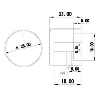 LINKMAN アルミ製ツマミ シルバー 25Φ シャフト6.1Φ 25X21BPS-7 1個 63-3106-81（直送品）