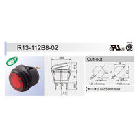 LINKMAN 波動スイッチ 赤 R13-112B8-02 1個 63-3120-80（直送品）