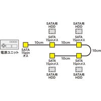 サンワサプライ シリアルATA電源分岐ケーブル 上L型 4分岐 40cm SATA15pin TK-PWSATA12 1個（直送品）