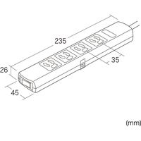 延長コード 電源タップ 3m 3P（ピン） 4個口 スイッチ ライトグレー TAP-34MG-3 サンワサプライ 1個