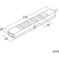 延長コード 電源タップ 5m 3P（ピン） 4個口 スイッチ ライトグレー TAP-SP34MG-5 サンワサプライ 1個（直送品）