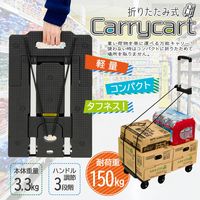 サンケーキコム 軽量折り畳みキャリーカート 固定ゴム紐付 耐荷重150kg CC-150-BK（直送品）