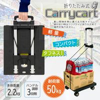 サンケーキコム 軽量折り畳みキャリーカート　固定ゴム紐付　耐荷重50kg CC-50-BK 1台