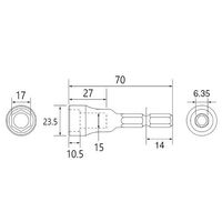 エスコ 17mm 電ドルソケット(ショート) EA612BF-17 1セット(10本)（直送品）