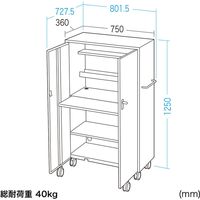 サンワサプライ テレワーク向けカートデスク 省スペース シリンダー錠 幅802×奥行728×高さ1250mm ホワイト RAC-TW01 1個（直送品）