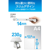 DVDドライブ DVD CD M-DISC 対応 USB2.0 Type-C 書込ソフト付 ホワイト LDR-PMK8U2CLWH ロジテック 1個