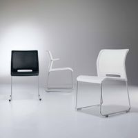 【設置込】コクヨ カラベル 会議イス スチールサークル脚 背メッシュ 肘無 ライトグレー/タンジェリン CK-M640E2GLY4 1脚（直送品）