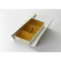 瑞光明 料理・弁当箱 華雅シリーズ 貼箱タイプ 大 華松竹梅 黄緑 金カップ付（4） v1322hmdhpygrig2jg2 1ケース（100個入）（直送品）