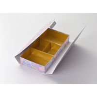 瑞光明 料理・弁当箱 華雅シリーズ 貼箱タイプ 大 華扇 紫 金カップ付（4） v1322hmdhpypuig2jg2 1ケース（100個入）（直送品）