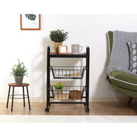 不二貿易 キッチンワゴン FBC-01-1 幅450×奥行355×高さ695mm ブラック/ブラウン 15420 1台（直送品）