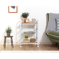 不二貿易 キッチンワゴン FBC-01-1 幅450×奥行355×高さ695mm ホワイト/ナチュラル 15421 1台（直送品）