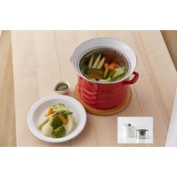 富士ホーロー 20cm パスタポット(バスケット付） ホワイト N-20P・W 1個（直送品）