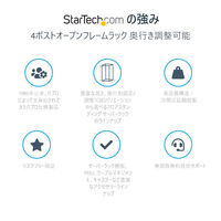 【アウトレット】19インチ サーバーラック 18U 4ポストオープンフレーム 奥行き調整幅559mm-1016mm 耐荷重300kg 1個