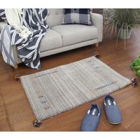 萩原 LORRI BUFFD マット ギャッベ 600×900mm L1 グレー 270038623 1枚（直送品）