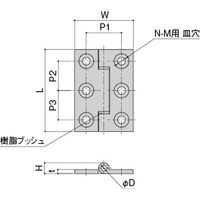 【機構部品・建築金物（丁番・蝶版・ヒンジ）】シブタニ アルミ平型丁番 DEH-59-2470 SL 1個（直送品）