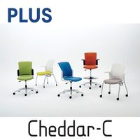 【組立設置込】プラス チェダーC 会議イス ビニルレザー キャスター脚 背ヌード 肘付 耐アルコール ホワイト×イエロー 1脚（直送品）