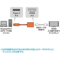 サンワサプライ USB Type C-HDMI 変換アダプタ HDR対応 HDCP2.2対応 AD-ALCHDR01 1個