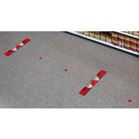 【アウトレット】【標識】ムサシトレイディングオフィス ソーシャルディスタンスステッカー 間隔を空けてお並び下さいレッドSDS-L6【終売品】